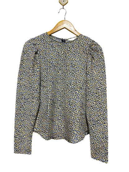 H&M |S| BUST 18| A6| CHIC VIBRANT ABSTRACT FLORAL PRINT LONG SLEEVE BLOUSE