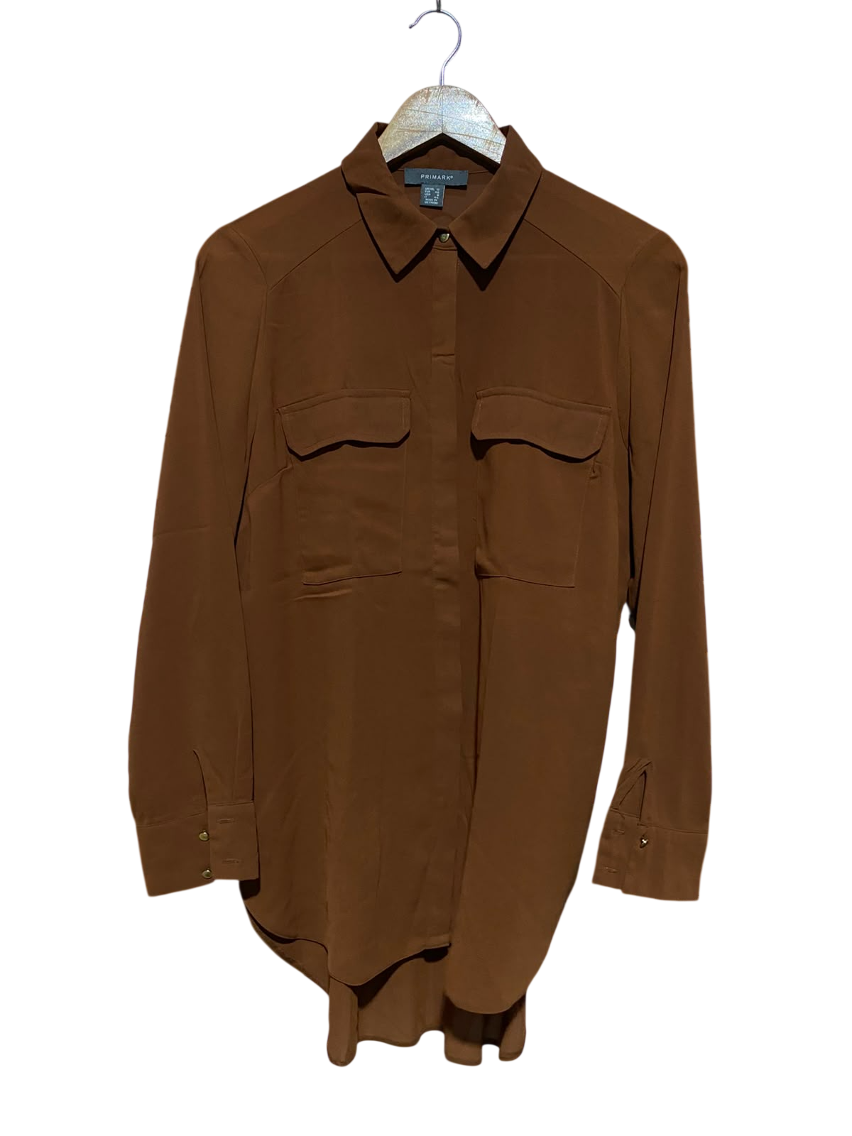 PRIMARK |M| BUST 20| A6| CLASSIC CHOCOLATE BROWN LONG SLEEVE BUTTON-DOWN SHIRT