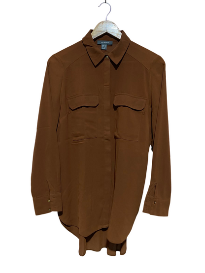 PRIMARK |M| BUST 20| A6| CLASSIC CHOCOLATE BROWN LONG SLEEVE BUTTON-DOWN SHIRT