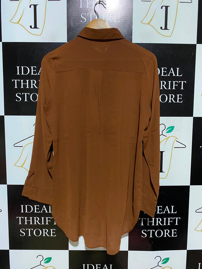 PRIMARK |M| BUST 20| A6| CLASSIC CHOCOLATE BROWN LONG SLEEVE BUTTON-DOWN SHIRT
