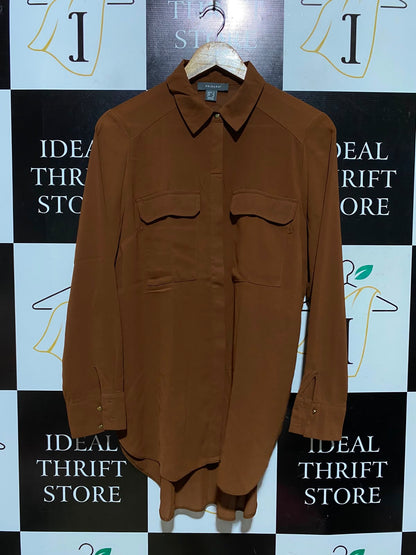 PRIMARK |M| BUST 20| A6| CLASSIC CHOCOLATE BROWN LONG SLEEVE BUTTON-DOWN SHIRT