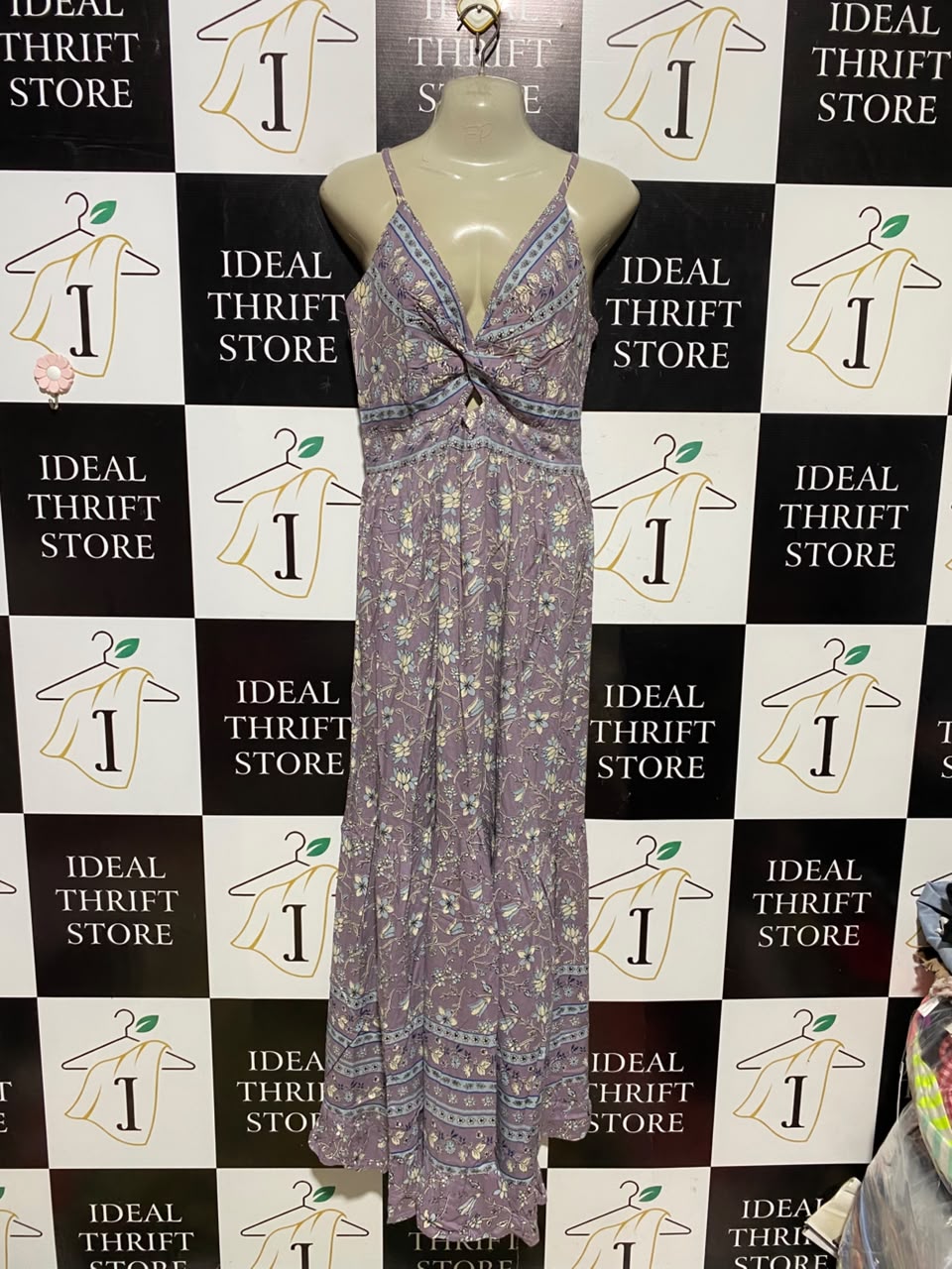 ECLIOSE |S| BUST 15| A6| BOHO FLORAL PRINT TWIST-FRONT MAXI DRESS