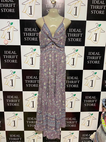 ECLIOSE |S| BUST 15| A6| BOHO FLORAL PRINT TWIST-FRONT MAXI DRESS