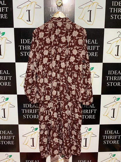 KOLETTE |XL| BUST 22| A6| MAROON HIGH-NECK LONG SLEEVE BOHO DRESS