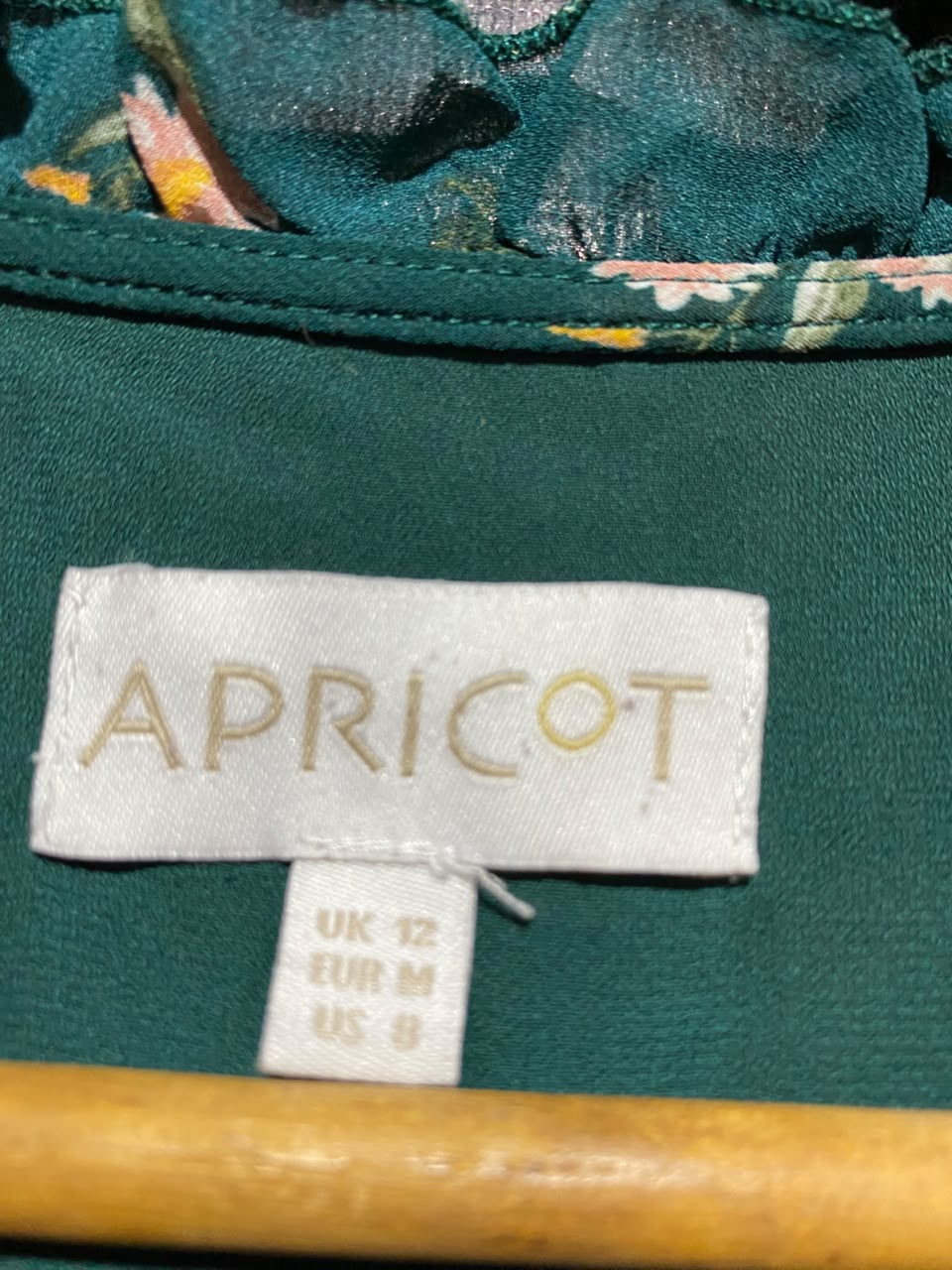 APRICOT |M| BUST 18| A6| EMERALD GREEN FLORAL PRINT RUFFLE V-NECK MINI DRESS