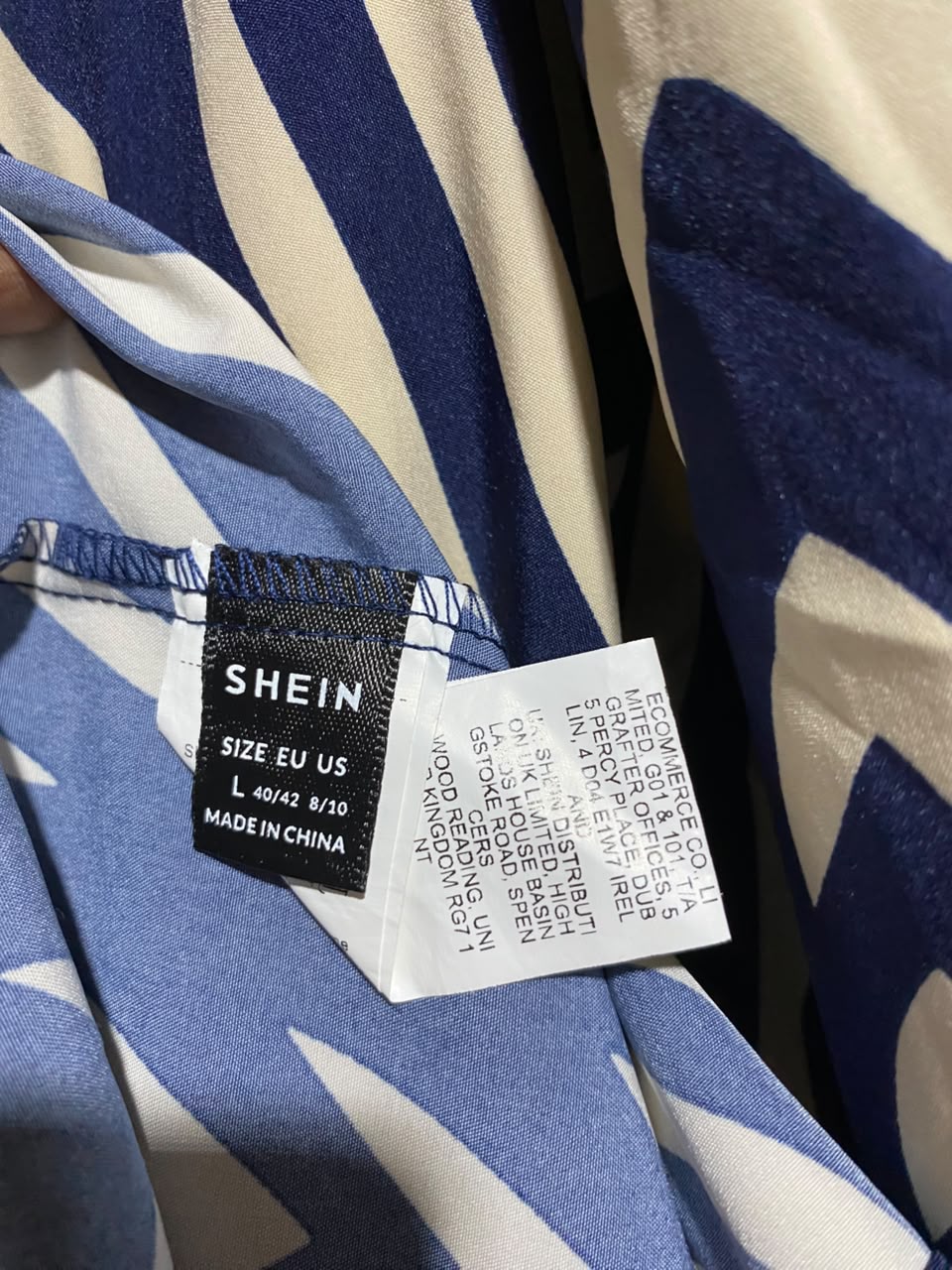 SHEIN |L| BUST 21| A6| NAVY & BEIGE ZEBRA STRIPE BUTTON-DOWN SHIRT DRESS