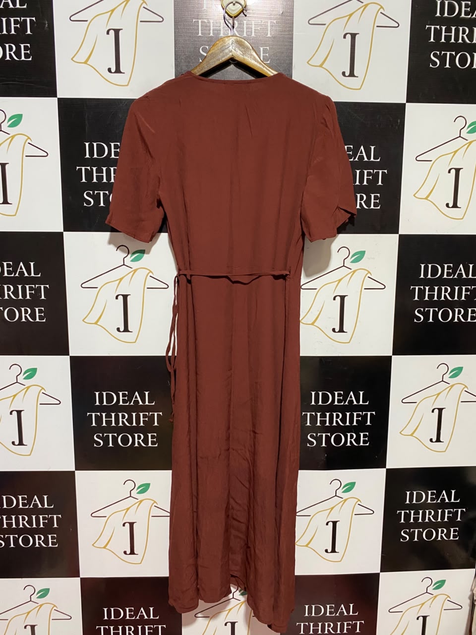 NEW LOOK |M| BUST 17| A6| RUST TERRACOTTA SHORT SLEEVE WRAP MIDI DRESS