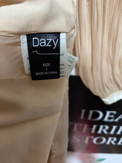 DAZY |L| BUST 17| A6| SHIMMERING CHAMPAGNE GOLD METALLIC CRINKLE MAXI DRESS