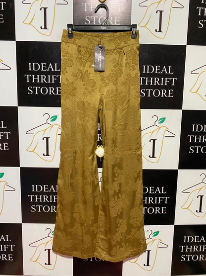 AMY & CLO |S| WAIST 26| A6| GOLD JACQUARD FLORAL WIDE-LEG PALAZZO TROUSERS