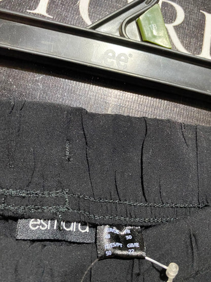 ASMARA |XXL| WAIST 38| A6| SOLID BLACK DRAWSTRING ELASTIC WAIST TROUSERS