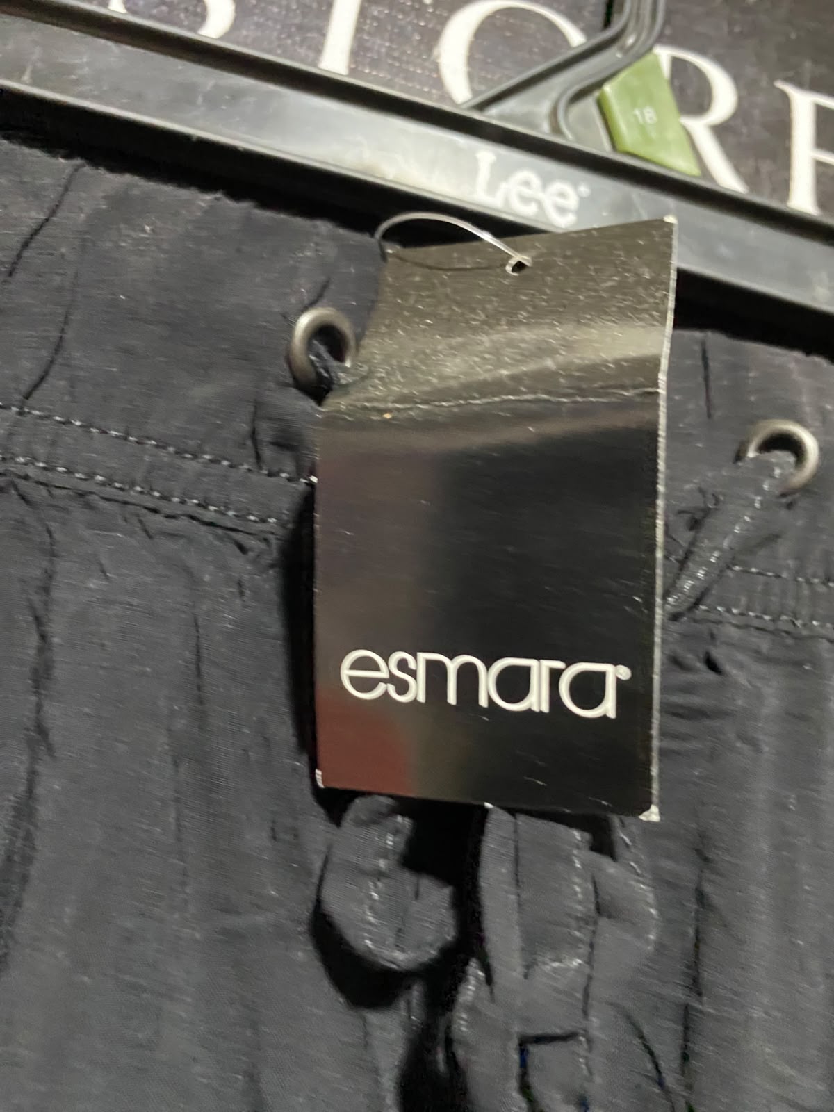 ASMARA |XXL| WAIST 38| A6| SOLID BLACK DRAWSTRING ELASTIC WAIST TROUSERS