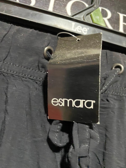 ASMARA |XXL| WAIST 38| A6| SOLID BLACK DRAWSTRING ELASTIC WAIST TROUSERS