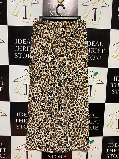 M&S |L| WAIST 30| A6| LEOPARD PRINT WIDE-LEG PALAZZO TROUSERS