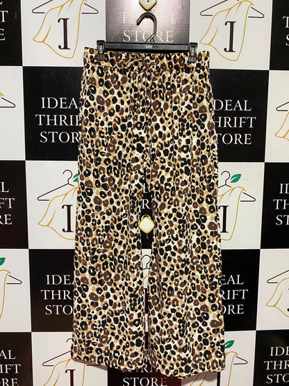 M&S |L| WAIST 30| A6| LEOPARD PRINT WIDE-LEG PALAZZO TROUSERS
