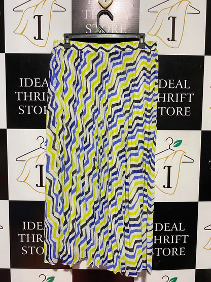 M&S |L| WAIST 30| A6| GEOMETRIC CHEVRON PRINT PLEATED MAXI SKIRT