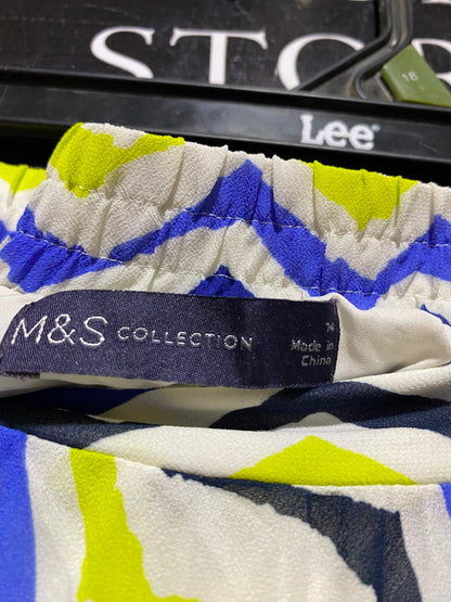 M&S |L| WAIST 30| A6| GEOMETRIC CHEVRON PRINT PLEATED MAXI SKIRT