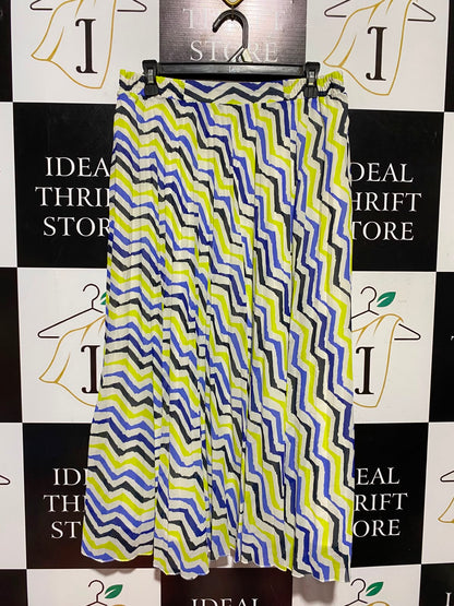 M&S |L| WAIST 30| A6| GEOMETRIC CHEVRON PRINT PLEATED MAXI SKIRT