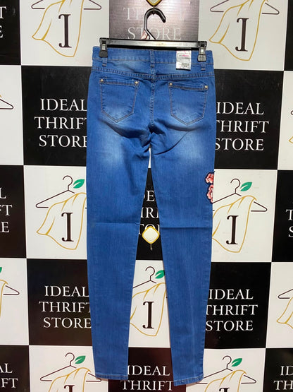 DS FASHION |S| WAIST 26| A6|FLORAL EMBROIDERED MID-RISE SKINNY JEANS