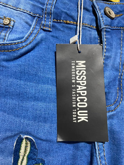 DS FASHION |S| WAIST 26| A6|FLORAL EMBROIDERED MID-RISE SKINNY JEANS