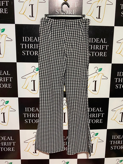 SHEIN |M| WAIST 30| A6| BLACK & WHITE HOUNDSTOOTH HIGH-WAISTED FLARED TROUSERS