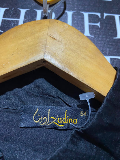 ZADINA |L| BUST 21| A6| SOLID BLACK SATIN BUTTON-DOWN MAXI SHIRT DRESS