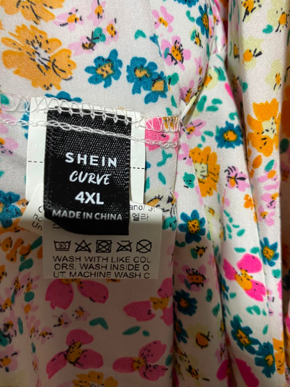 SHEIN CURVE |XL| BUST 17| A6| MULTICOLOUR FLORAL SMOCKED BODICE MAXI DRESS