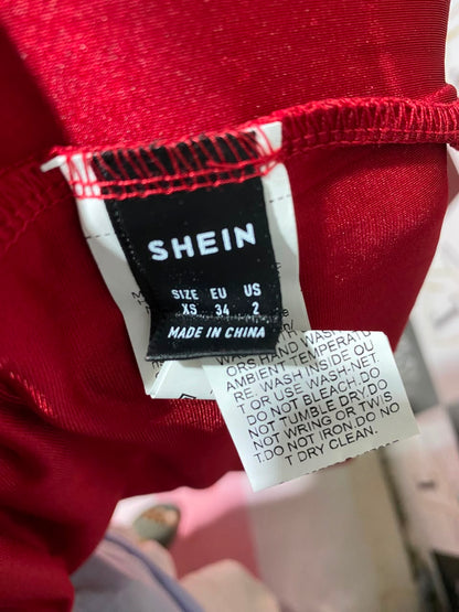 SHEIN |XS| BUST 15| A6| RED SATIN CUT-OUT TWIST FRONT MAXI DRESS