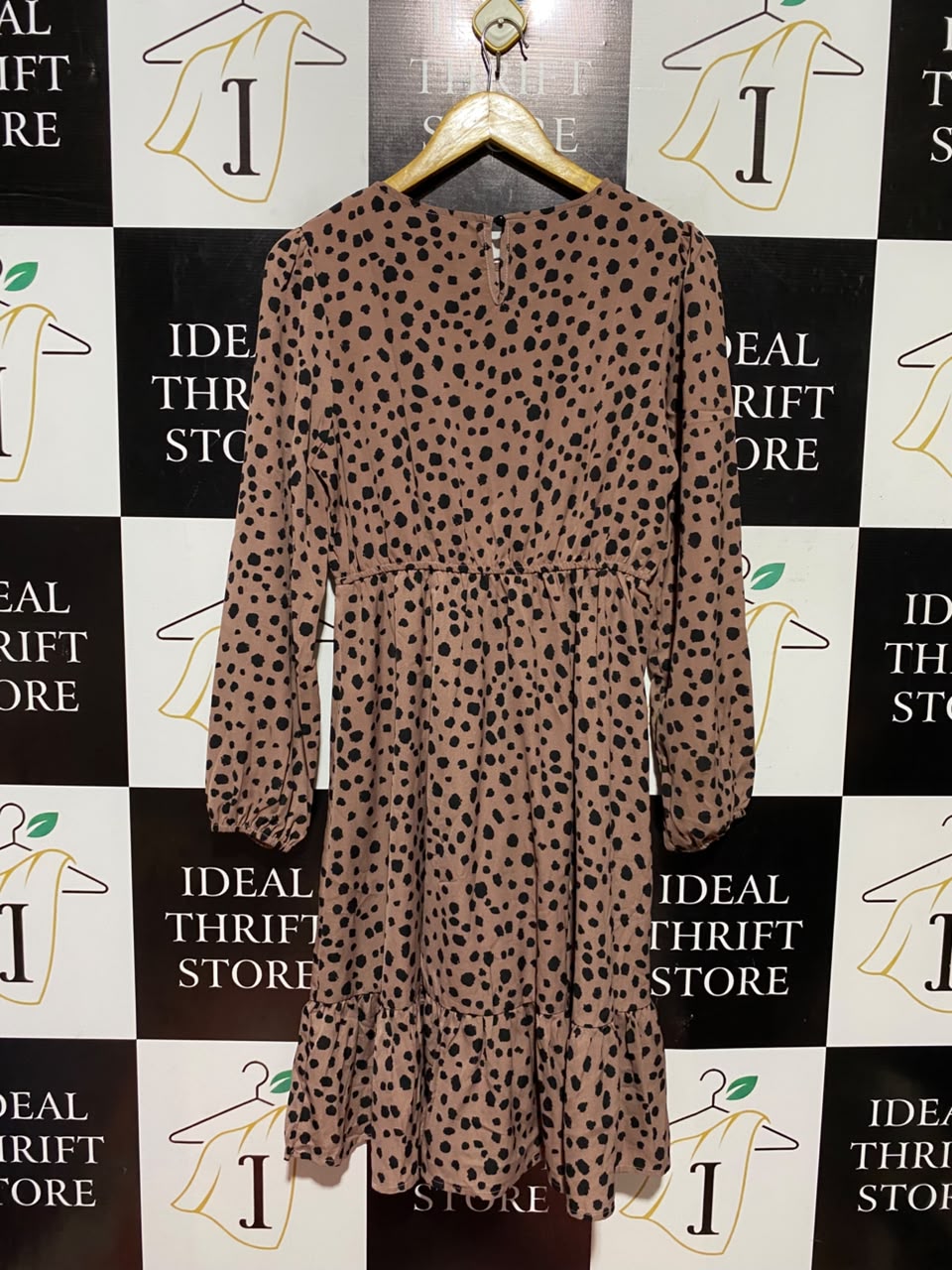 SHEIN |M| BUST 17| A6| DUSTY ROSE DALMATIAN PRINT MIDI DRESS