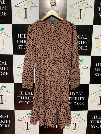 SHEIN |M| BUST 17| A6| DUSTY ROSE DALMATIAN PRINT MIDI DRESS