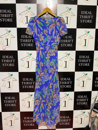 MNG |S| BUST 16| A6| ROYAL BLUE TROPICAL FLORAL MAXI DRESS