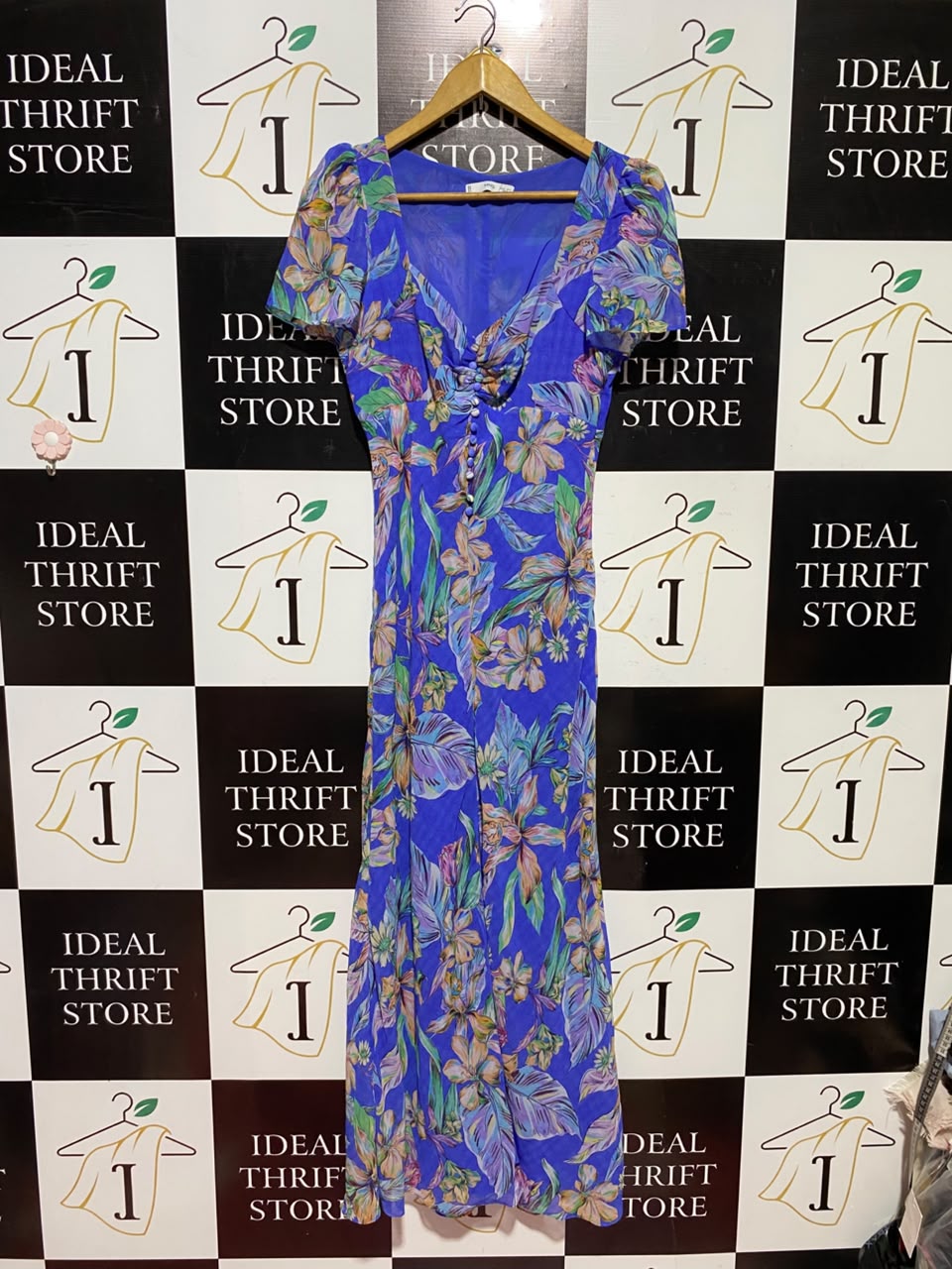 MNG |S| BUST 16| A6| ROYAL BLUE TROPICAL FLORAL MAXI DRESS