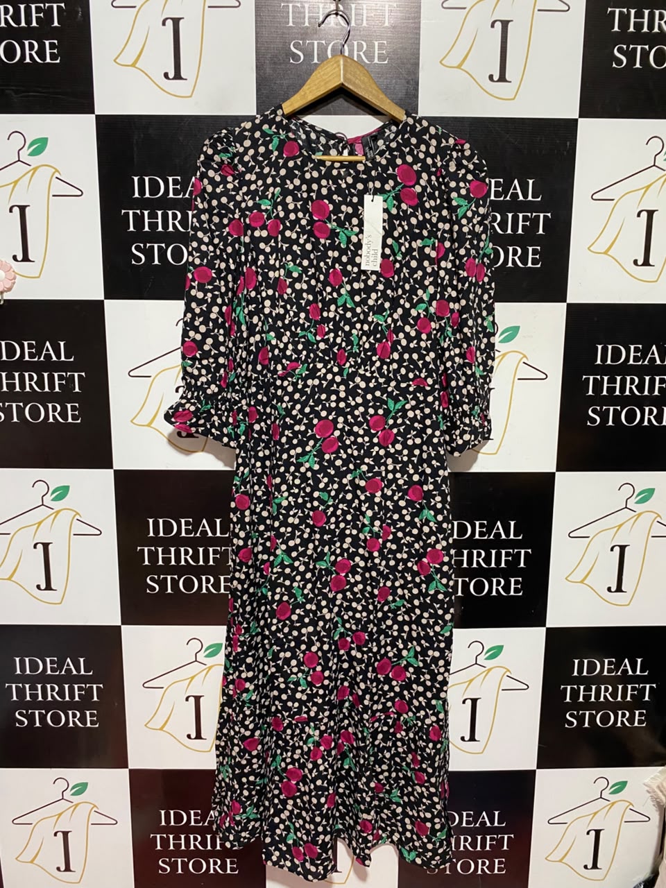 NOBODYS CHILD |M| BUST 17| A6| CHERRY & POLKA DOT MIDI DRESS