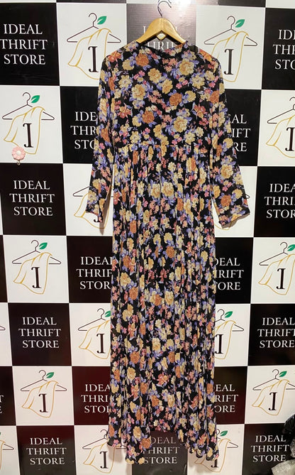 SHEIN |L| BUST 18| A6| VINTAGE FLORAL PRINT HIGH-WAISTED MAXI DRESS