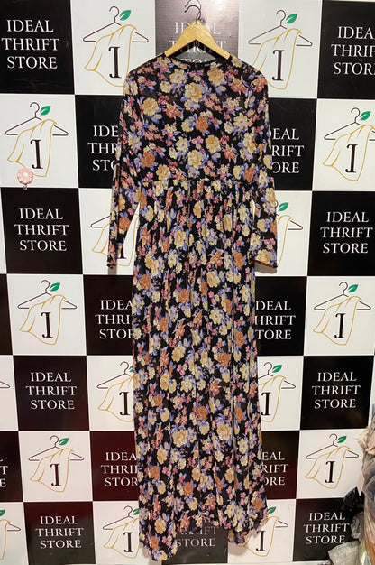 SHEIN |L| BUST 18| A6| VINTAGE FLORAL PRINT HIGH-WAISTED MAXI DRESS