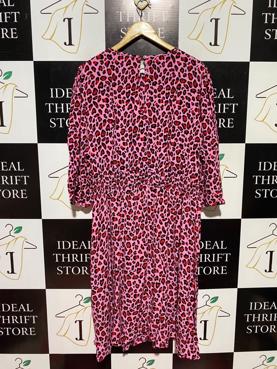 GEORGE |XL| BUST 23| A6| PINK LEOPARD PRINT MIDI DRESS