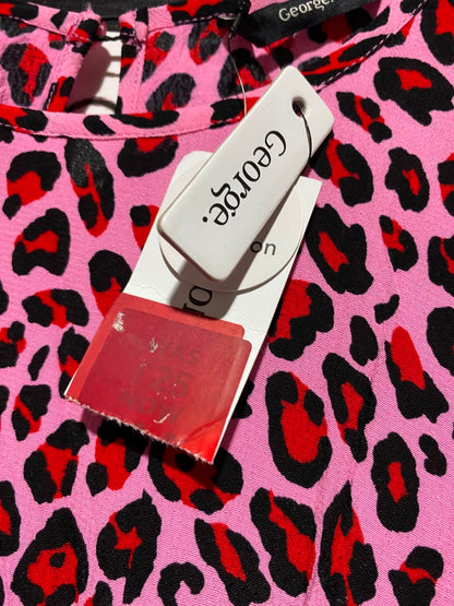 GEORGE |XL| BUST 23| A6| PINK LEOPARD PRINT MIDI DRESS