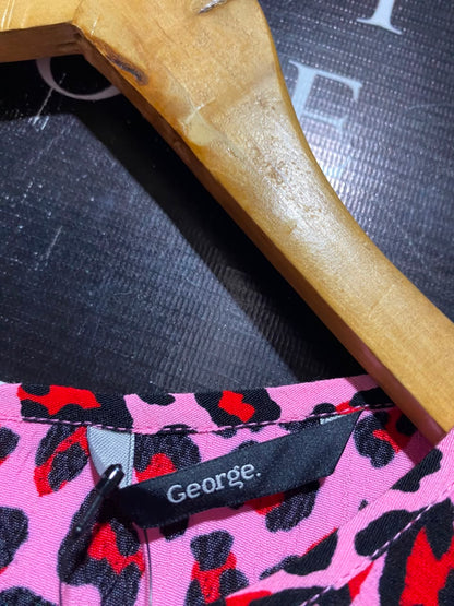 GEORGE |XL| BUST 23| A6| PINK LEOPARD PRINT MIDI DRESS