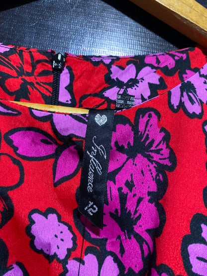 INFLUENCE |M| BUST 18| A6| RED & PINK FLORAL PRINT MAXI DRESS