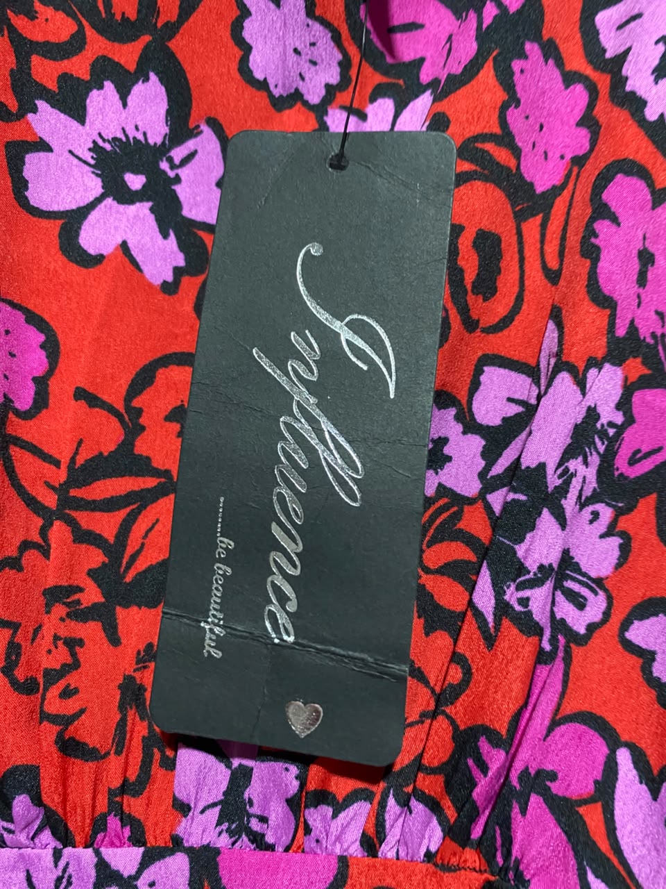 INFLUENCE |M| BUST 18| A6| RED & PINK FLORAL PRINT MAXI DRESS