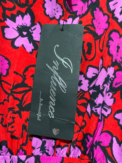 INFLUENCE |M| BUST 18| A6| RED & PINK FLORAL PRINT MAXI DRESS