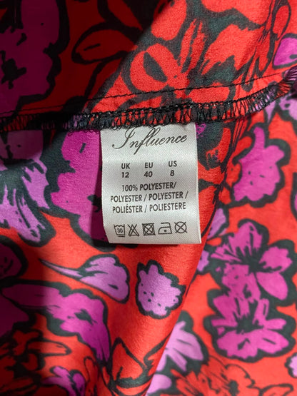 INFLUENCE |M| BUST 18| A6| RED & PINK FLORAL PRINT MAXI DRESS