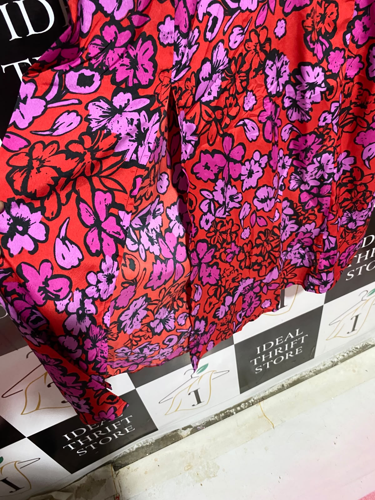 INFLUENCE |M| BUST 18| A6| RED & PINK FLORAL PRINT MAXI DRESS