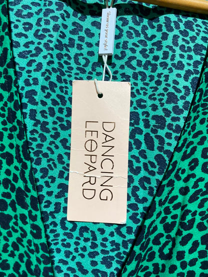 DANCING LEOPARD |S| BUST 17| A6| LEOPARD GREEN LEOPARD PRINT WRAP JUMP SUIT