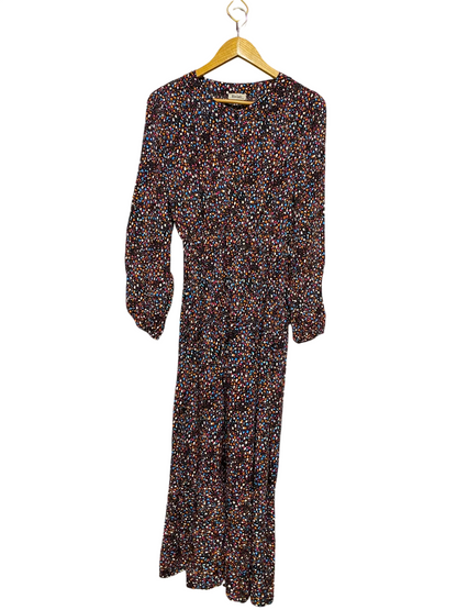 MISS LADY |M/L| BUST 17| A7| FINERY MULTICOLOR CONFETTI SPECKLE PRINT CINCHED WAIST MAXI DRESS