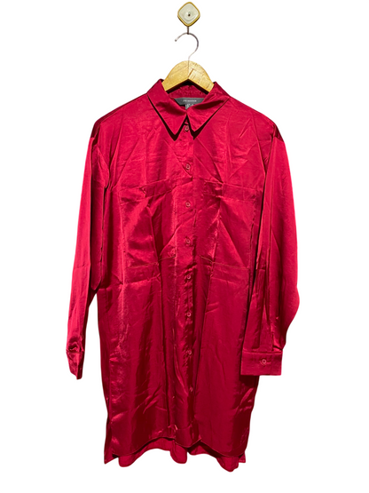 PRIMARK |L| BUST 22| A7| LUXURIOUS RED SATIN BUTTON-DOWN OVERSIZED SHIRT DRESS