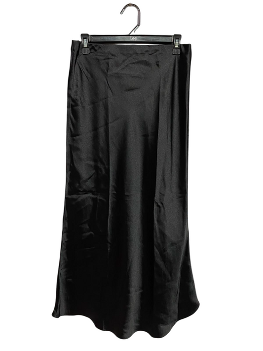 LIPSY |L| WAIST 30| A7| LUXURIOUS BLACK SATIN HIGH-WAISTED SLIP MAXI SKIRT