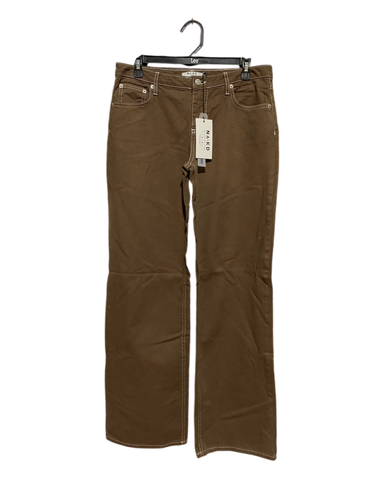 NA KD |XL| WAIST 32| A7| STYLISH BROWN STRAIGHT-LEG JEANS WITH CONTRAST STITCHING