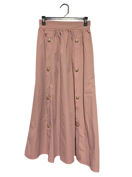 SHEIN |M| WAIST 26| A7| ELEGANT DUSTY ROSE MAXI SKIRT WITH GOLD EMBELLISHED BUTTONS