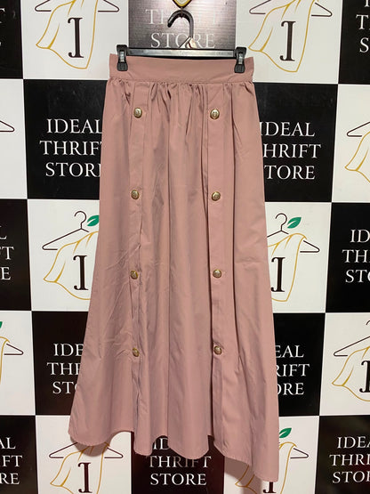 SHEIN |M| WAIST 26| A7| ELEGANT DUSTY ROSE MAXI SKIRT WITH GOLD EMBELLISHED BUTTONS