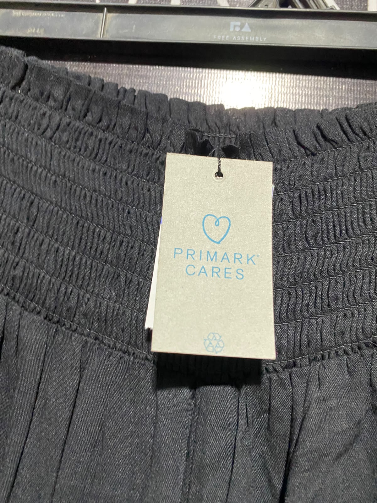 PRIMARK CARES |XS| WAIST 24| A7| CHIC BLACK SMOCKED HIGH-WAISTED WIDE-LEG PALAZZO PANTS